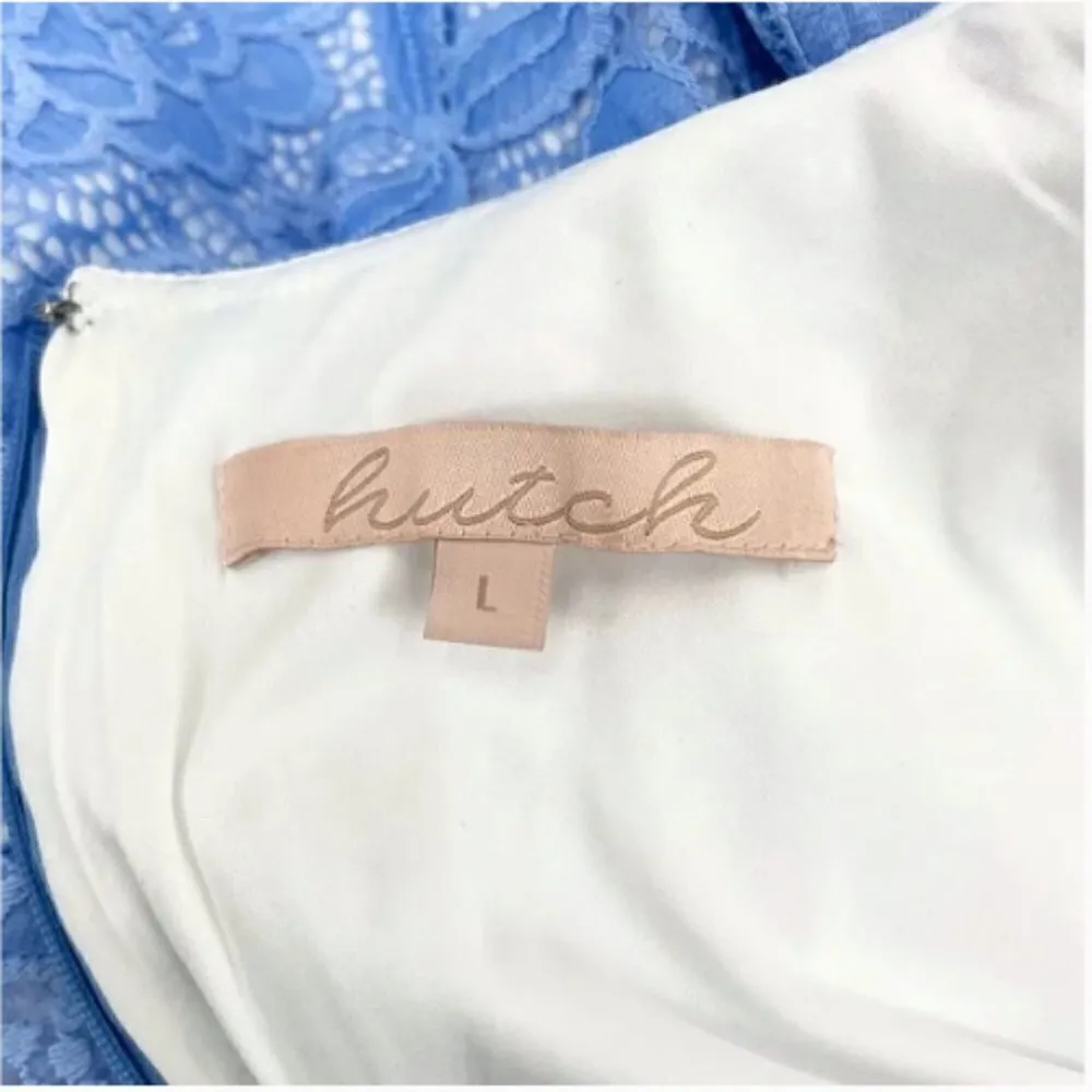 Anthropologie Hutch Blue Floral Lace V-Neck Fit & Flare Dress - Image 5