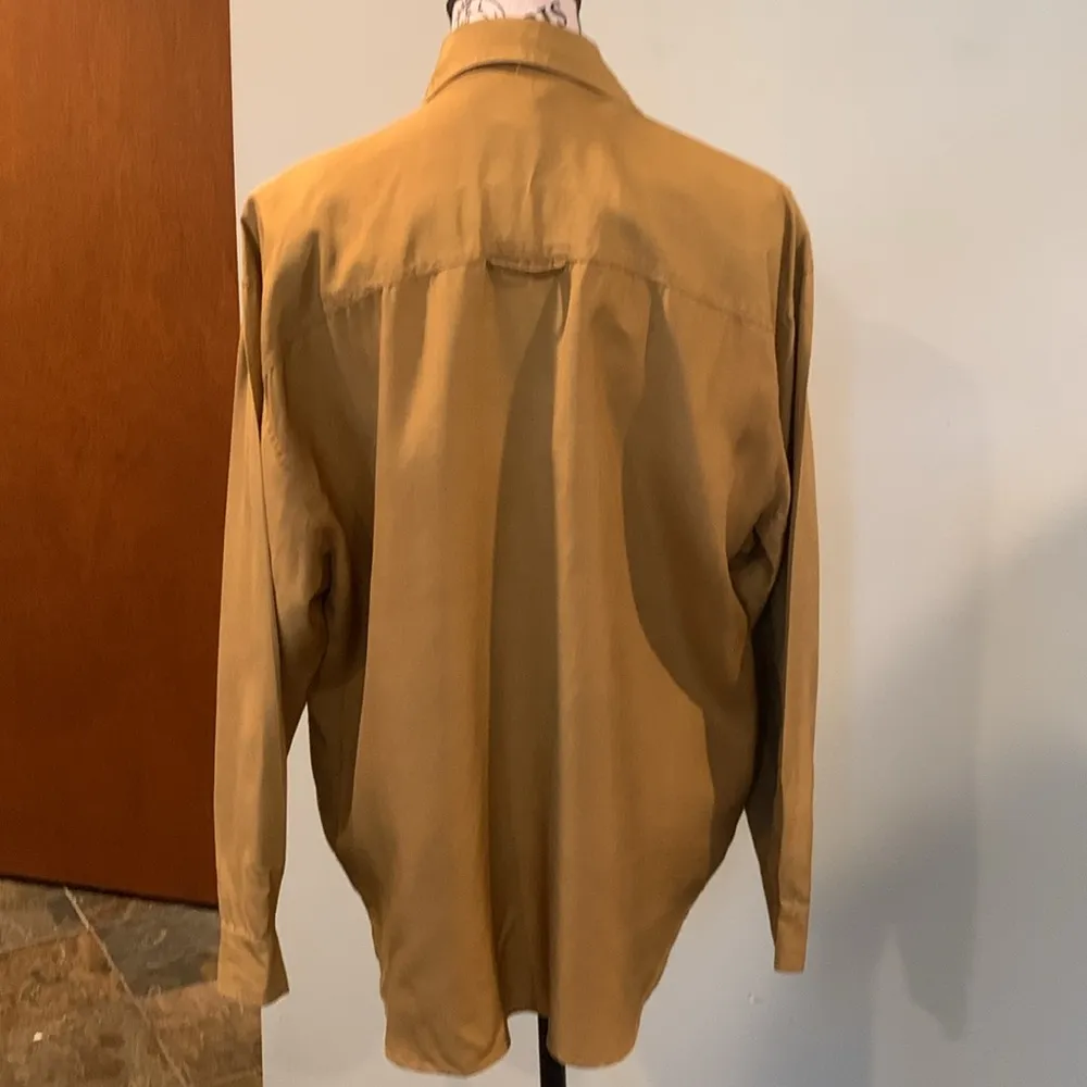 Vintage 80s Sophisticates by Jonathan Martin Mustard Silk Shirt Women’s Medium - Image 2