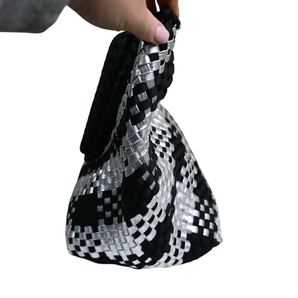 Wildfox Large Black Silver Woven Tote Bag NEW - Image 3