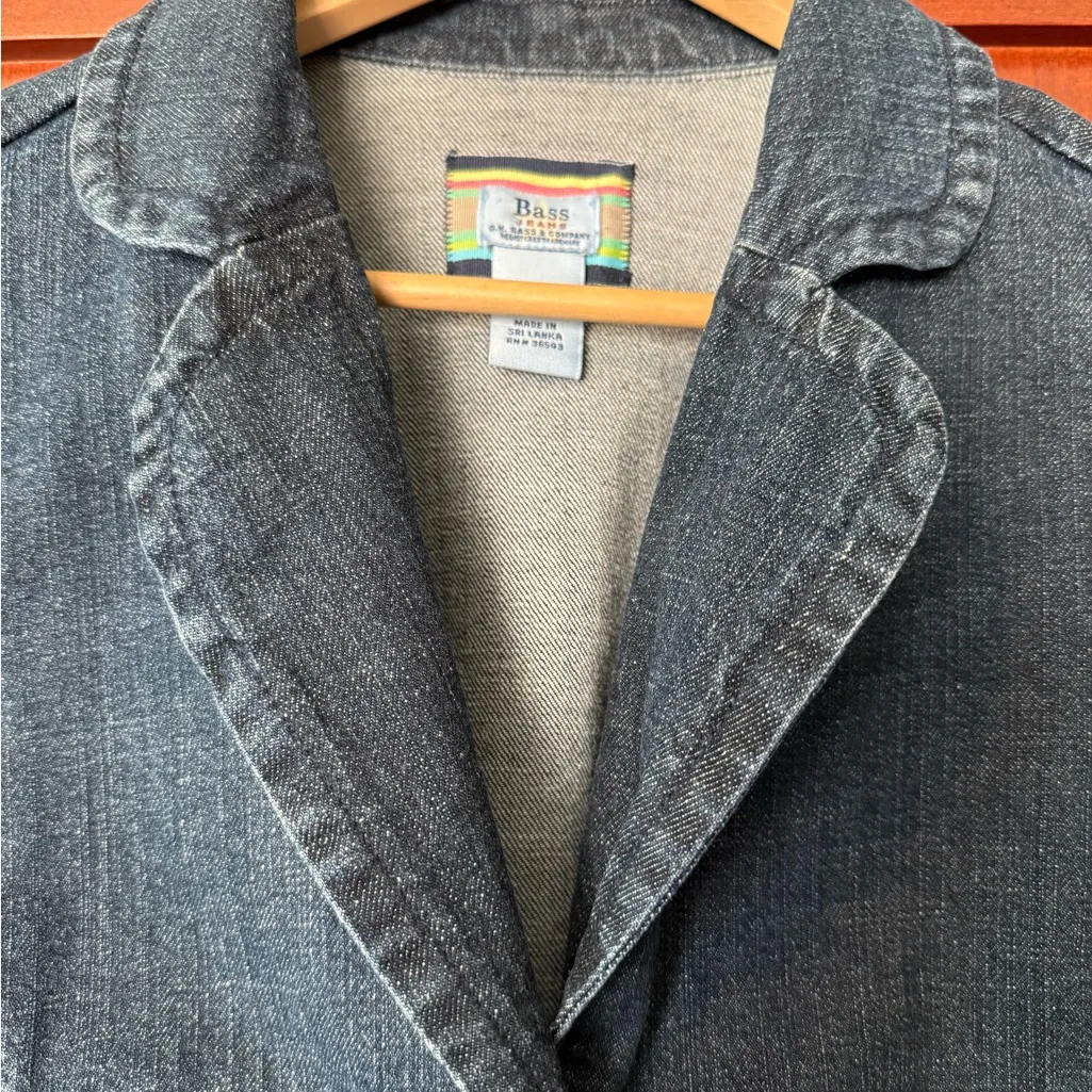 Bass Denim Blazer With Tailored Seaming Blue Size M - Image 2