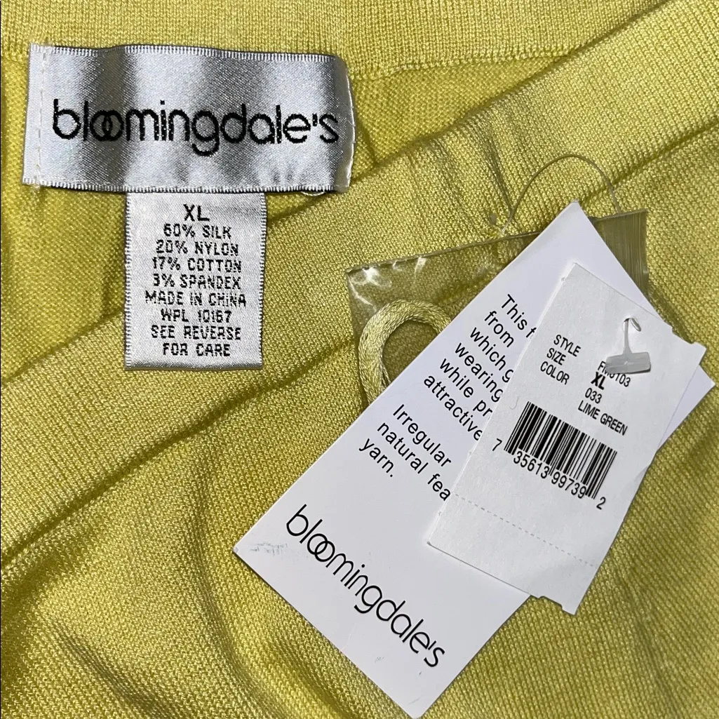 Bloomingdale's NWT Size XL Lime Green Silk Blend Pull On Pants Yellow - Image 4