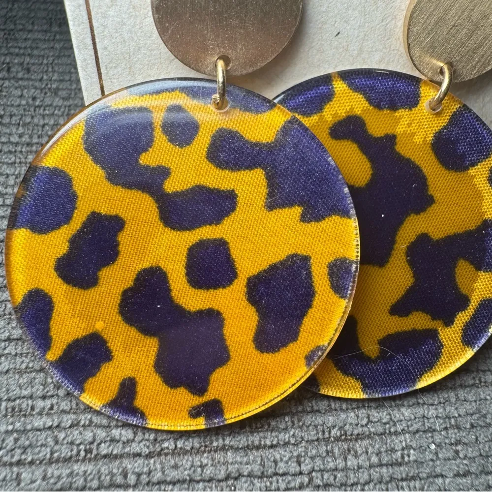 Chic Gold and Blue/dark purple dangle Earrings - Image 2