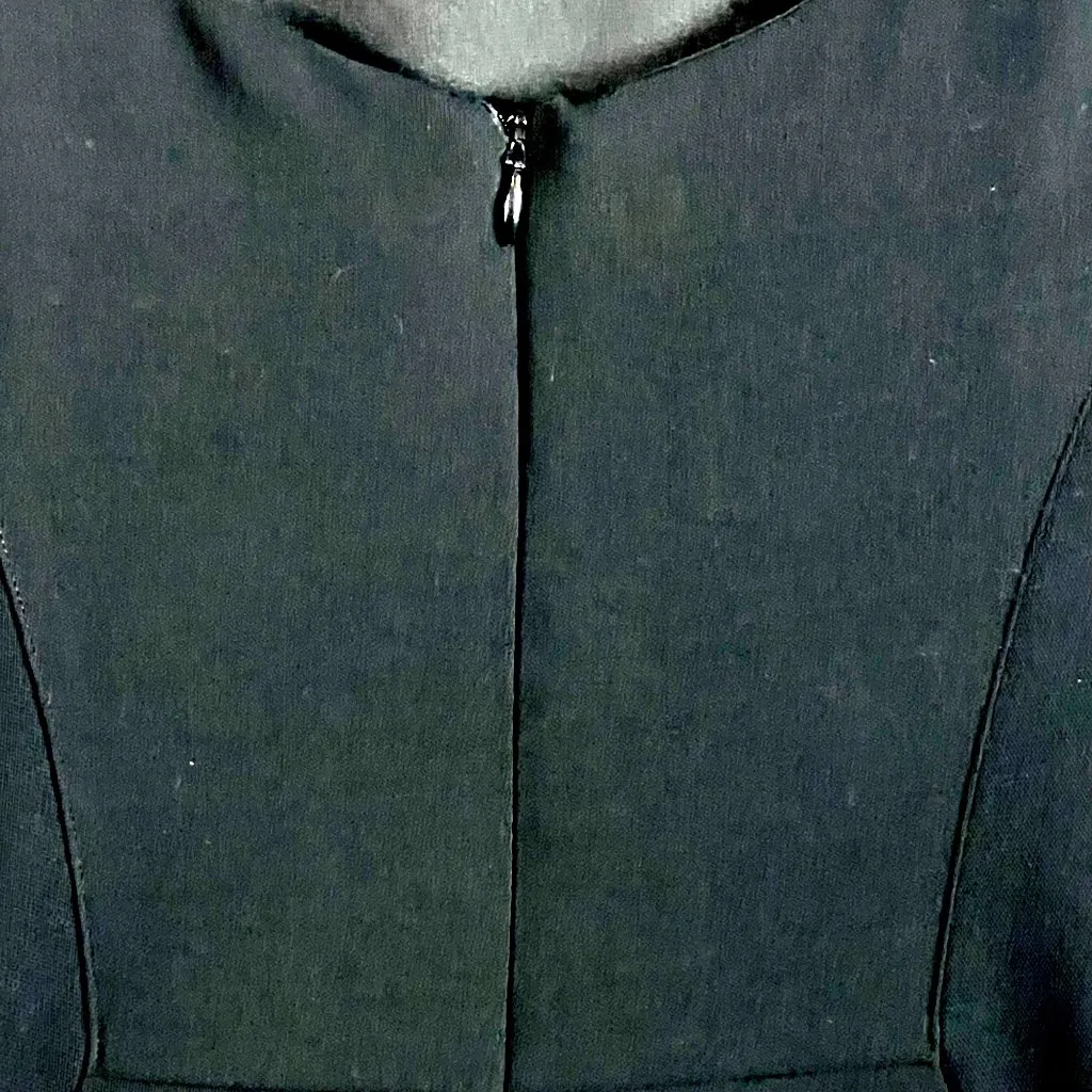 Eva Franco Tweed Sheath Cap Sleeve Dress Size 4 Black Side Panels Brown - Image 7