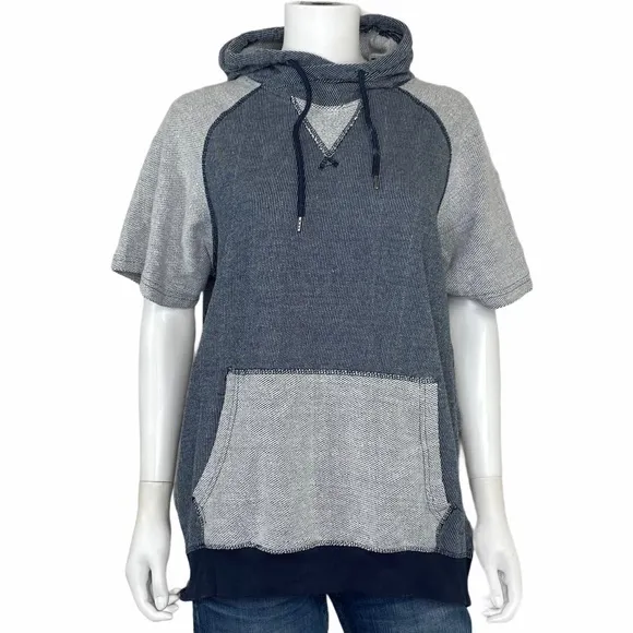 Modern Culture Blue Short Sleeve Hoodie M Unisex Casual Streetwear Pullover Y2K Size M - Image 2