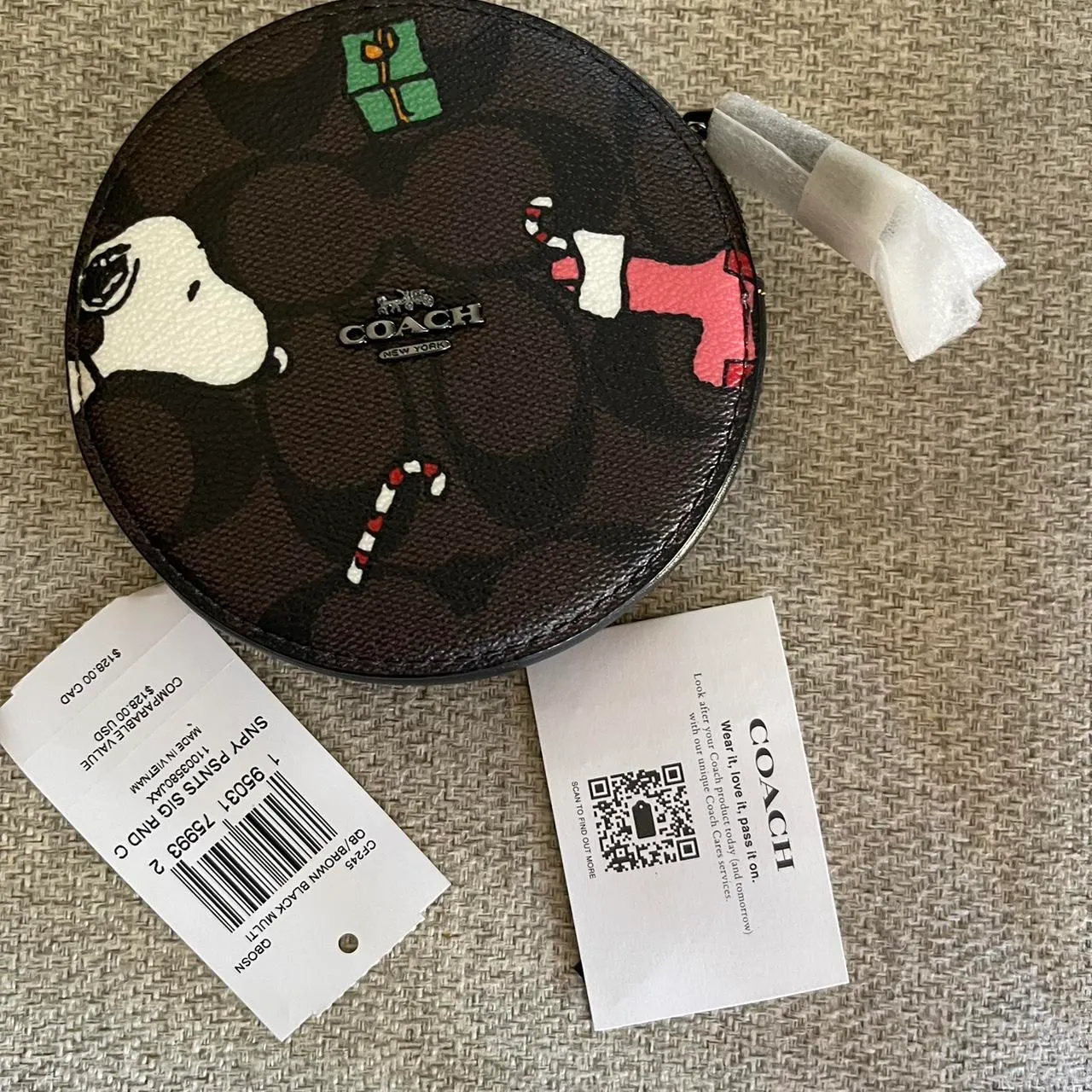 Coach Brown Black Peanuts Round Coin Case - Image 2