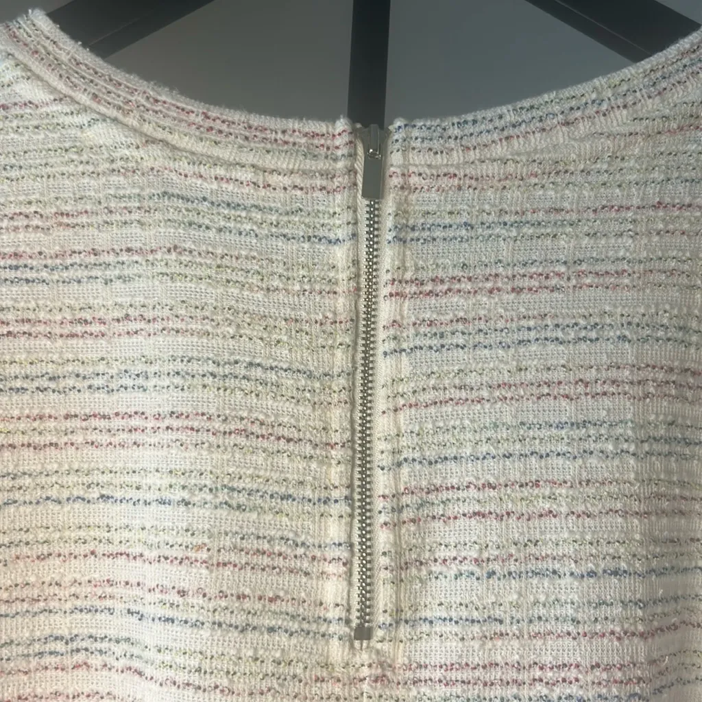 Loft Dress Women's Size M Ann Taylor Rainbow Tweed Balloon Half Sleeve Striped - Image 6