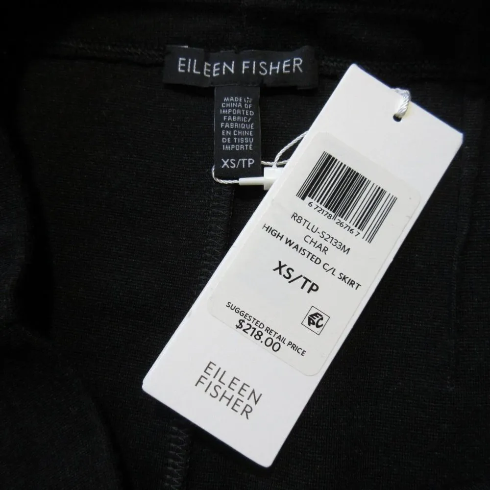 NWT Eileen Fisher High Waisted C/L Pencil Midi in Charcoal Tencel Ponte Skirt XS - Image 4