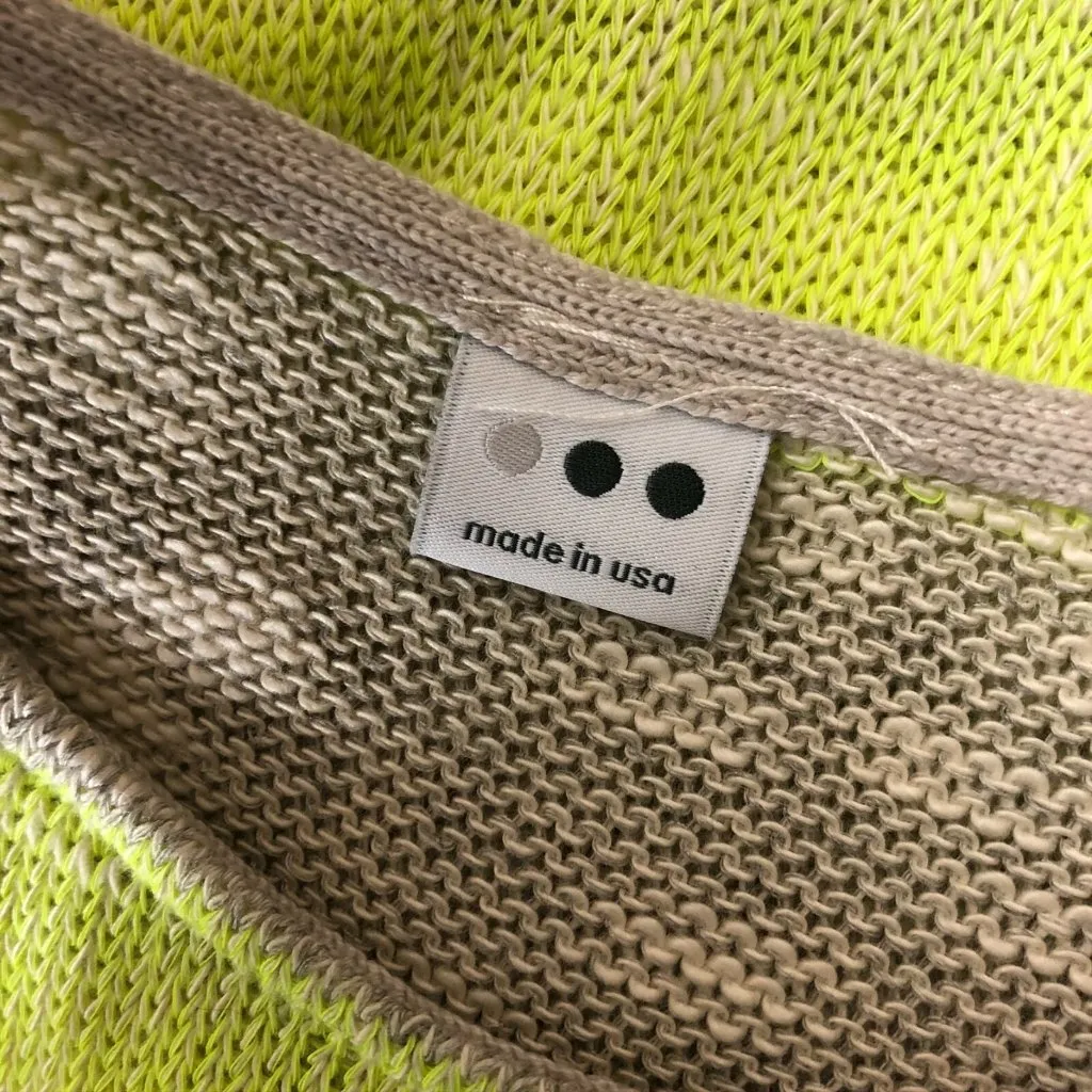 Three Dots Womens Sweater Pullover Oversized Striped 3/4 Sleeve Yellow Beige S - Image 3