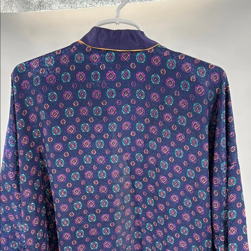 Miss Dior Women's Robe M purple blue gold trim silky lounge luxury vintage - Image 3