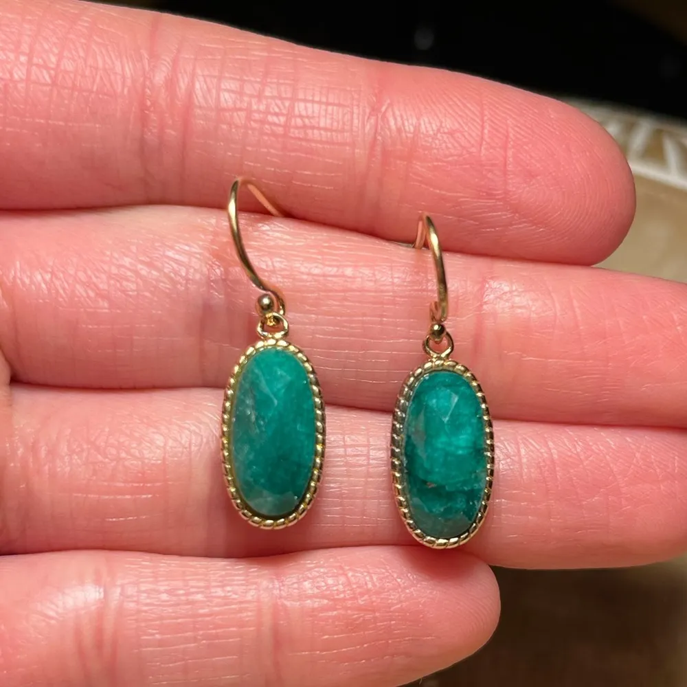 LIRM Faceted Green Onyx Gold Vermeil Over Sterling Silver Dangle Earrings - Image 13