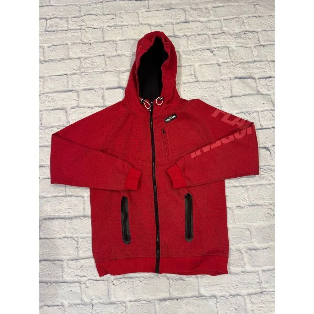 Flag Nor Fail Unisex Full Zip Performance Fleece Hoodie in Red Size Small - Image 2