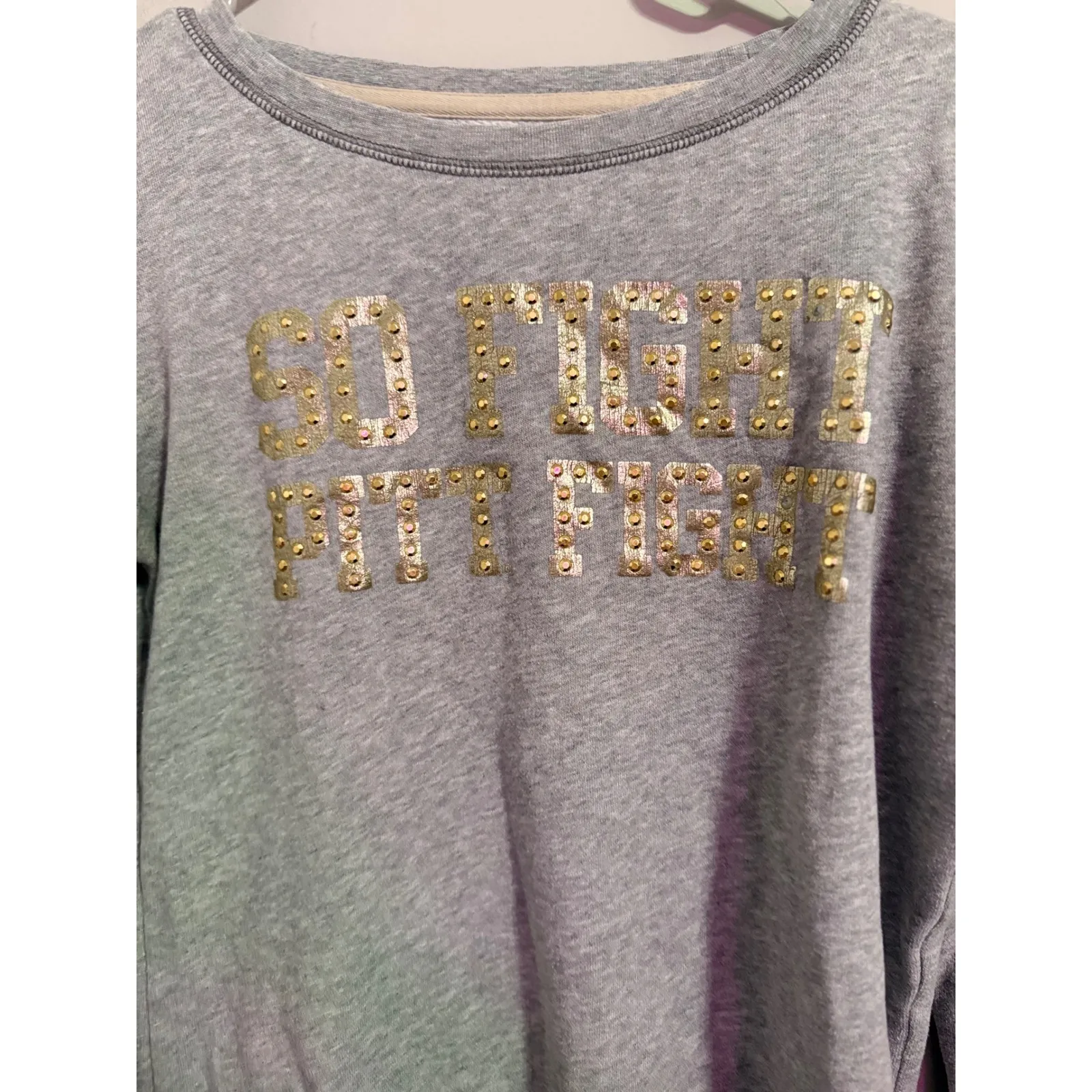 PINK Victoria's Secret Sweatshirt Panthers Graphic Sequins Gray Small - Image 2