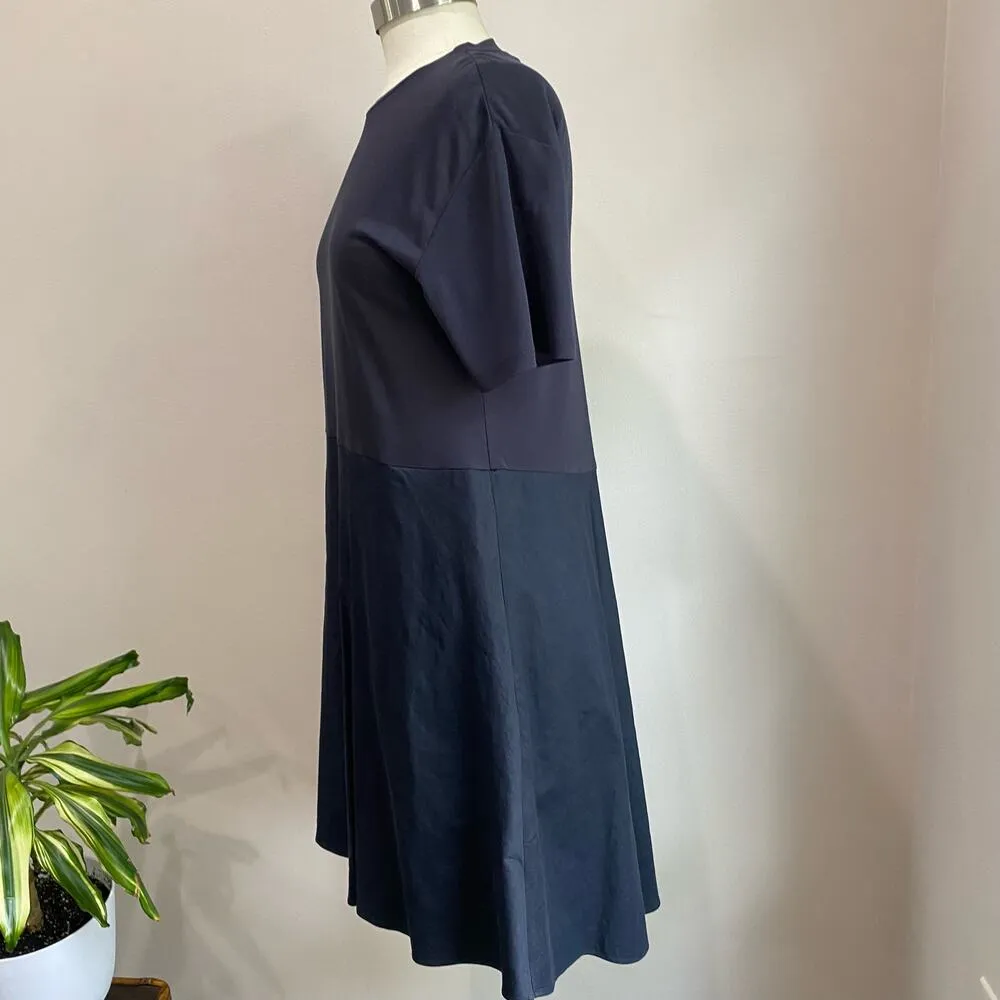 Theory Dark Blue Relaxed Tiered Tee Dress in Stretch Linen Size P (XS) - Image 8
