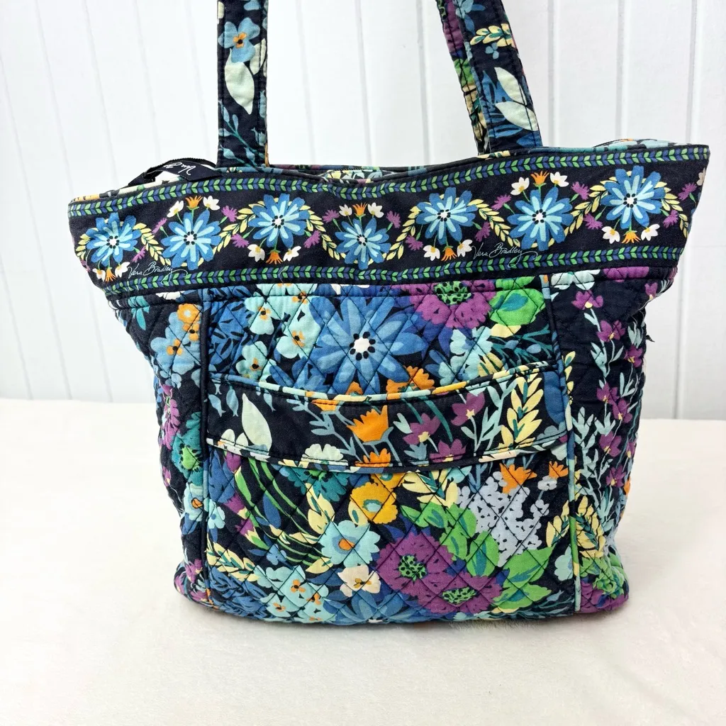 Vera Bradley Multicolor Quilted Garden Floral Blue Green Yellow Tote - Image 2