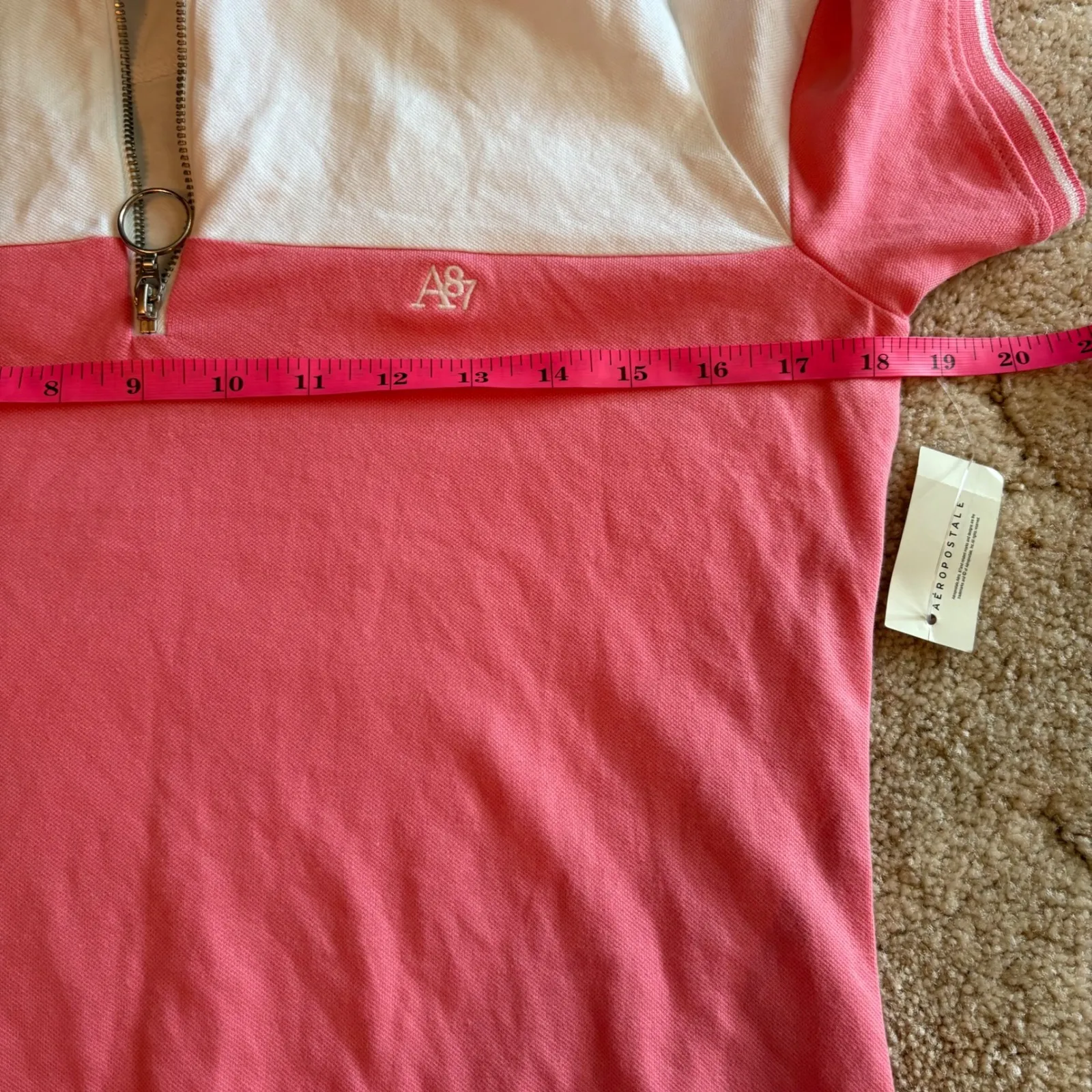 Aeropostale NWT Pink White Colorblock Polo Golf Dress Short Sleeve Casual Medium - Image 6