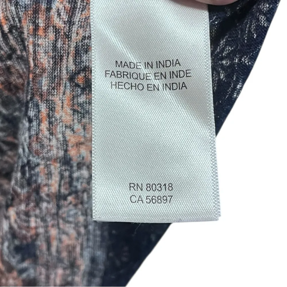 Lucky Brand Blue Pink Patterned Knotted  Top‎ Womens Small Boho Global Inspired - Image 5