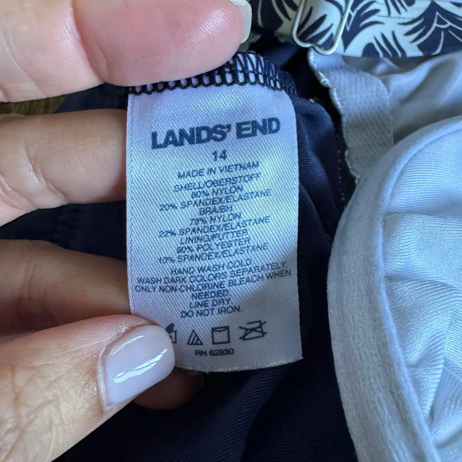 Lands End Womens Navy Blue Yellow Underwire Tankini Swim Suit Top Size 14 - Image 5