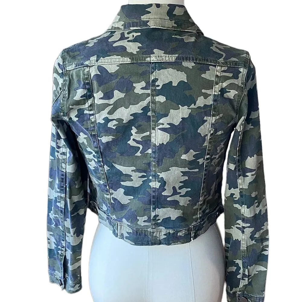 NWOT ~ JOUJOU Camo Women's Cotton Print Jacket ~ MEDIUM Camouflage Coat Green - Image 2