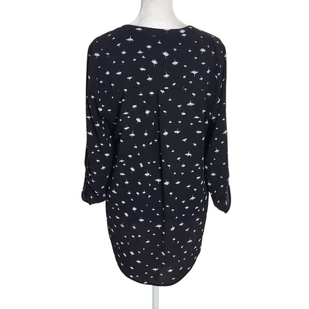 Daniel Rainn Black and White Dandelion Print Blouse Size Small High Low Blouse - Image 2