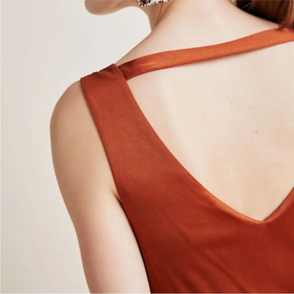 Anthropologie Maeve Enchantment copper stretch Jumpsuit Sz XS - Image 4