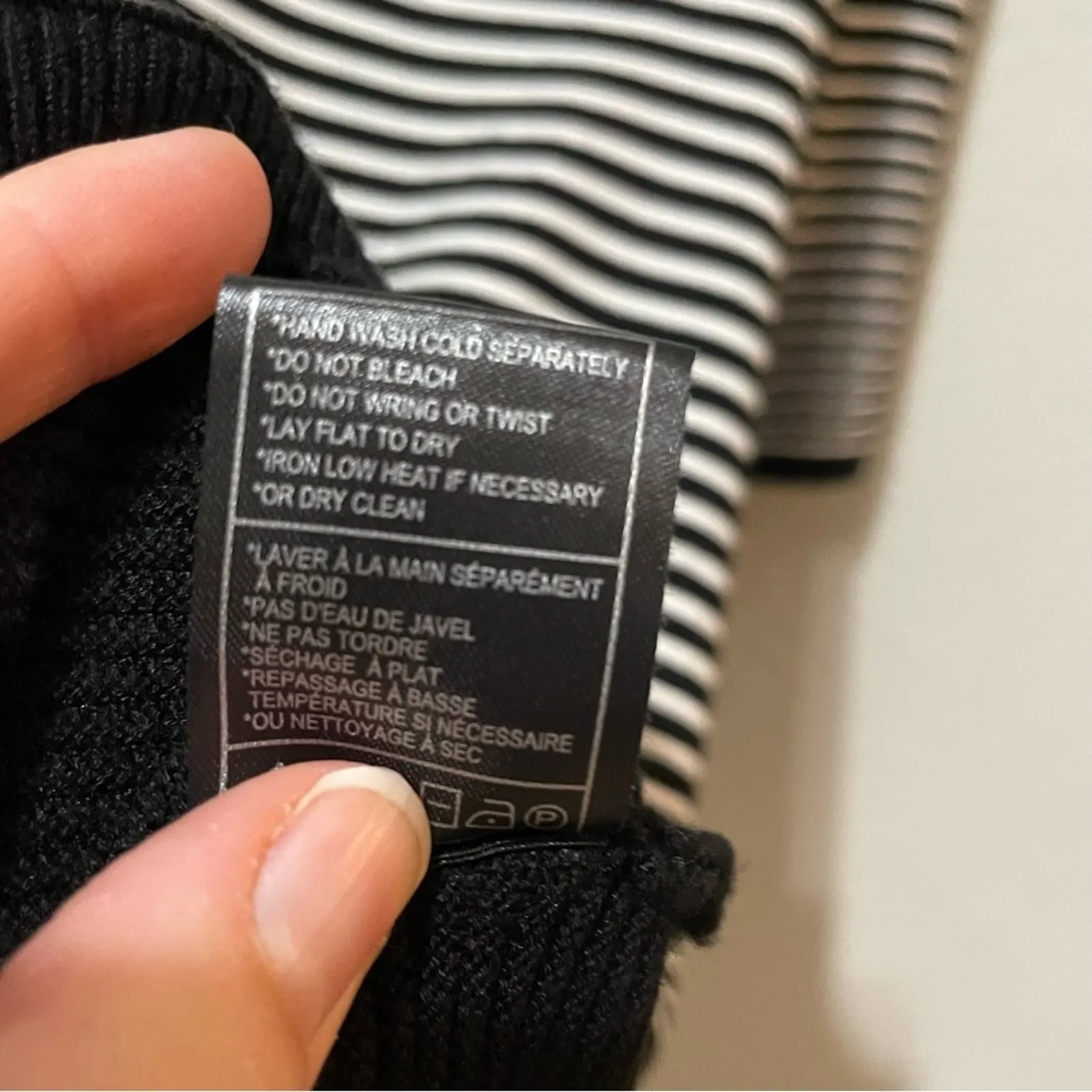 Jack by BB Dakota Black & White Striped Bell Sleeve Sweater Dress Womens M - Image 6