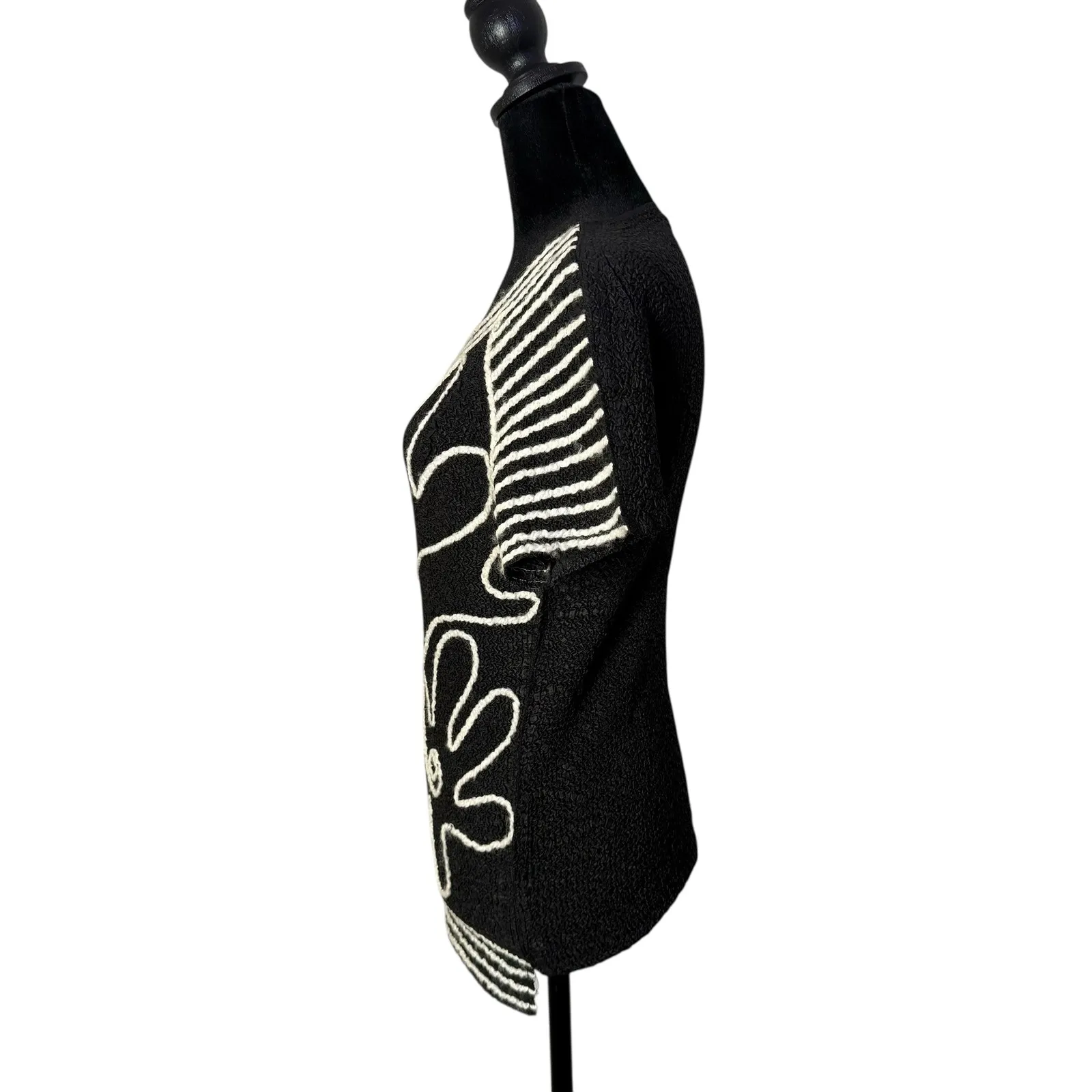 UBU Crinkled Top Womens S Black White‎ Abstract Art To Wear Stretch Statement - Image 2