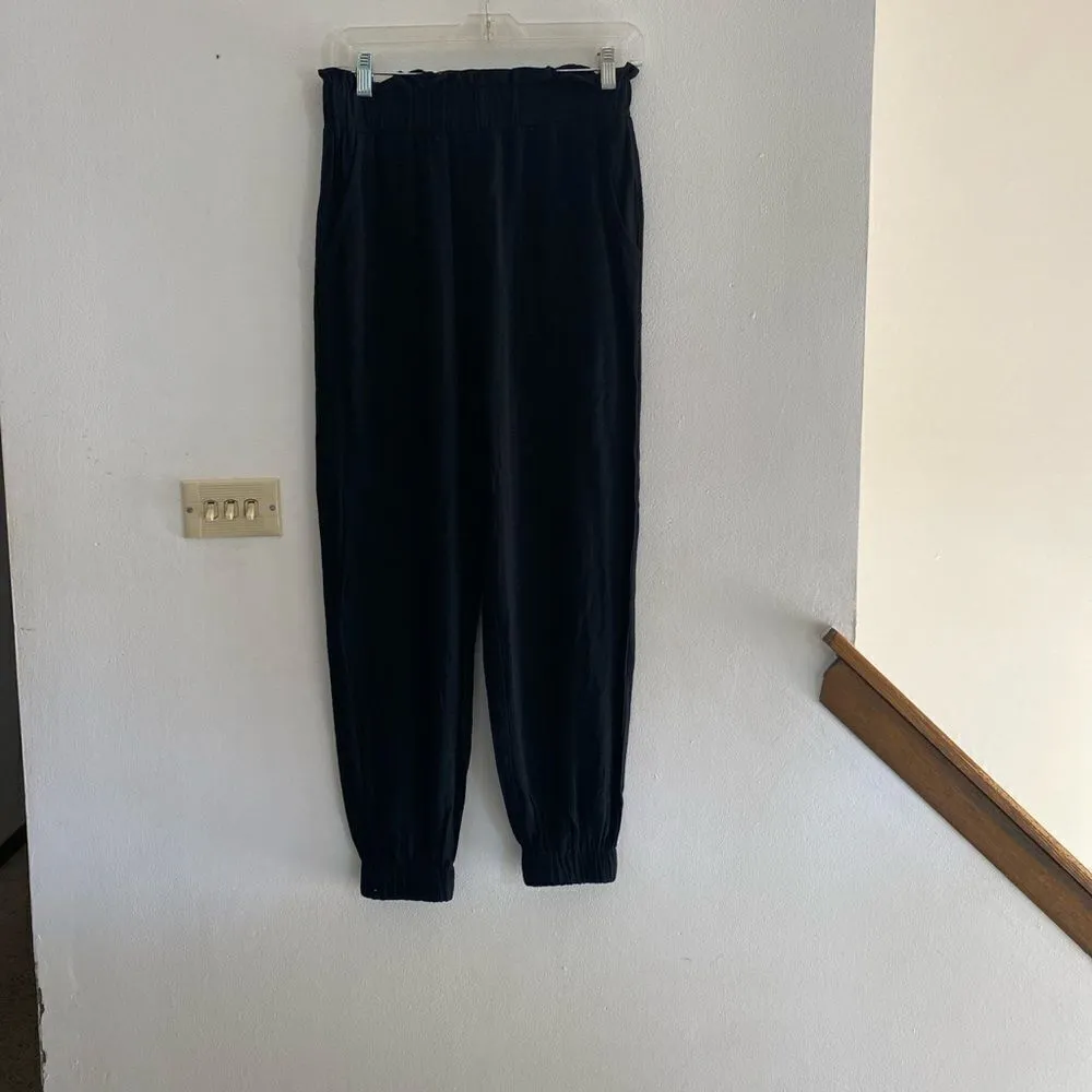 Doe & Rae black paper bag waist pants with pockets 100% cotton - Image 3