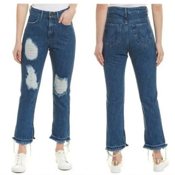 Show Me Your Mumu Brooklyn High Rise Distressed Jeans AnkleSplit Raw Hem Size 29 - Image 2