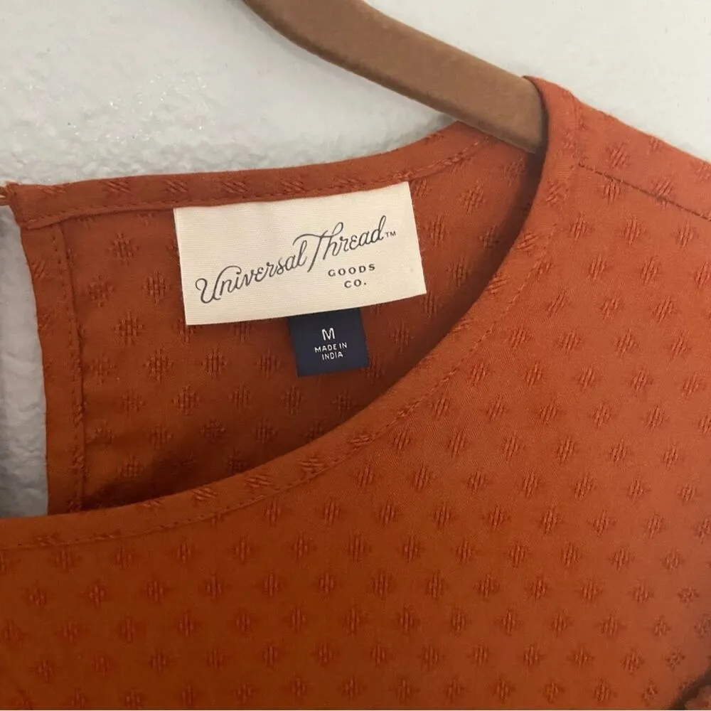 Clay Prairie Dress Knee Length Terracotta Orange Size Medium - Image 3