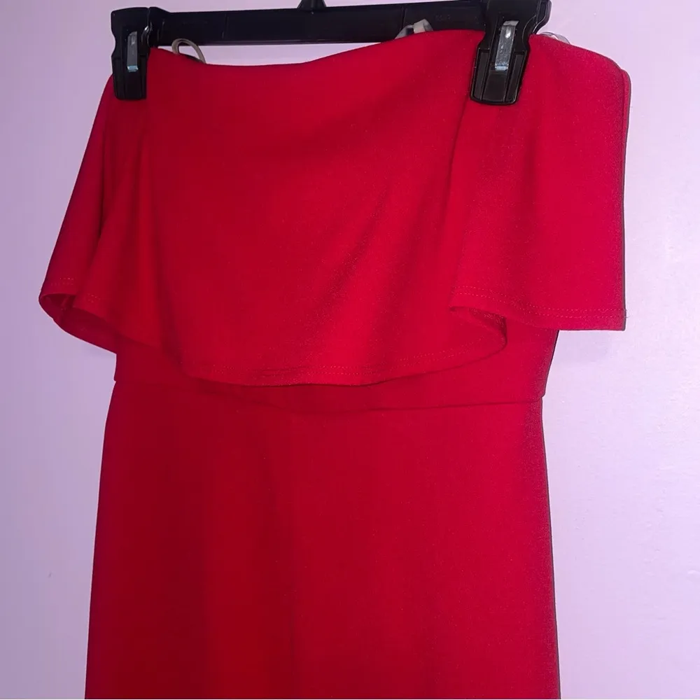 Crystal Sky S Red Strapless Jumpsuit Wide Leg Ruffle - Image 2