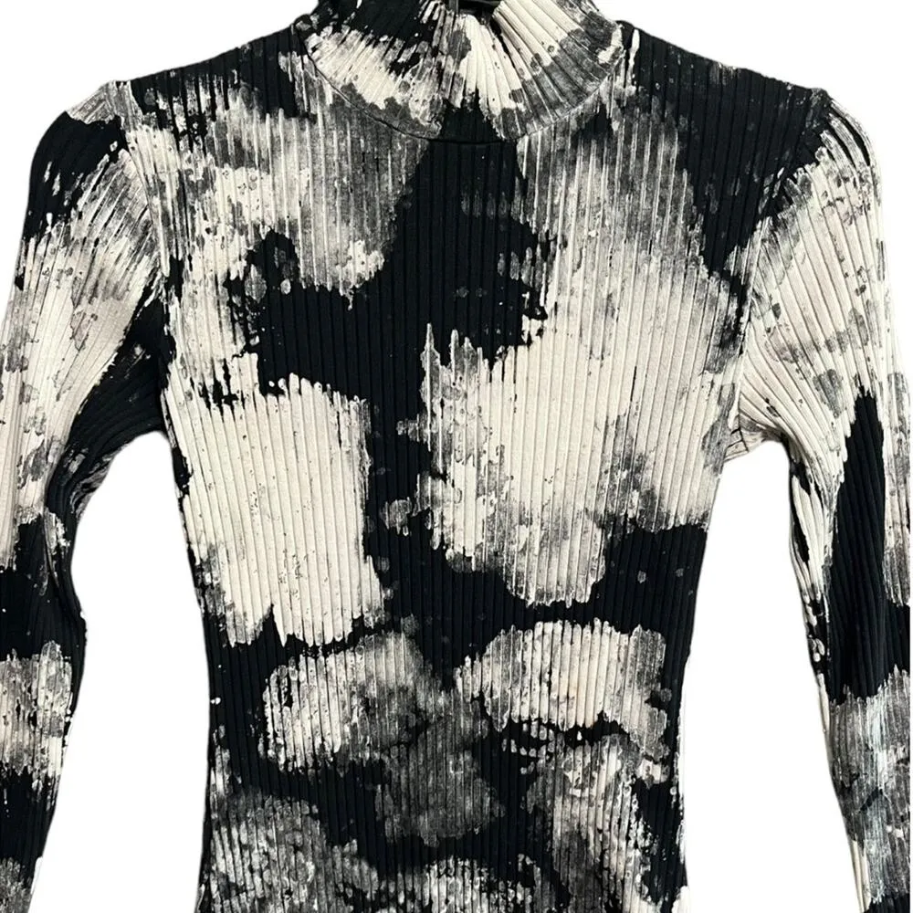 Cotton Citizen The Ibiza Small Mini Tie Dye Long Sleeve Dress Graphite Splatter - Image 2