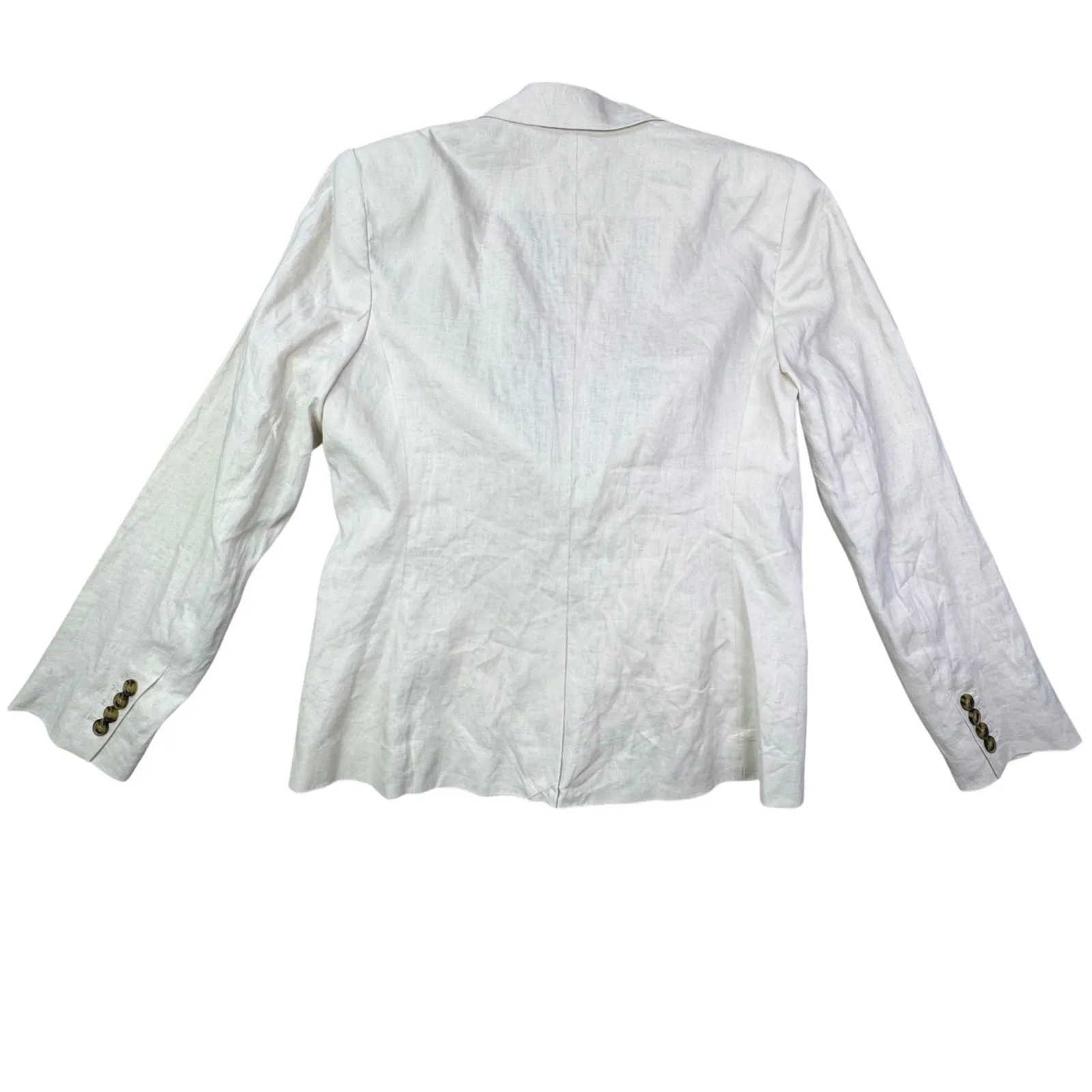 Quince  Linen Blend Structured Blazer Single Button Flax Beige Women's Medium - Image 12