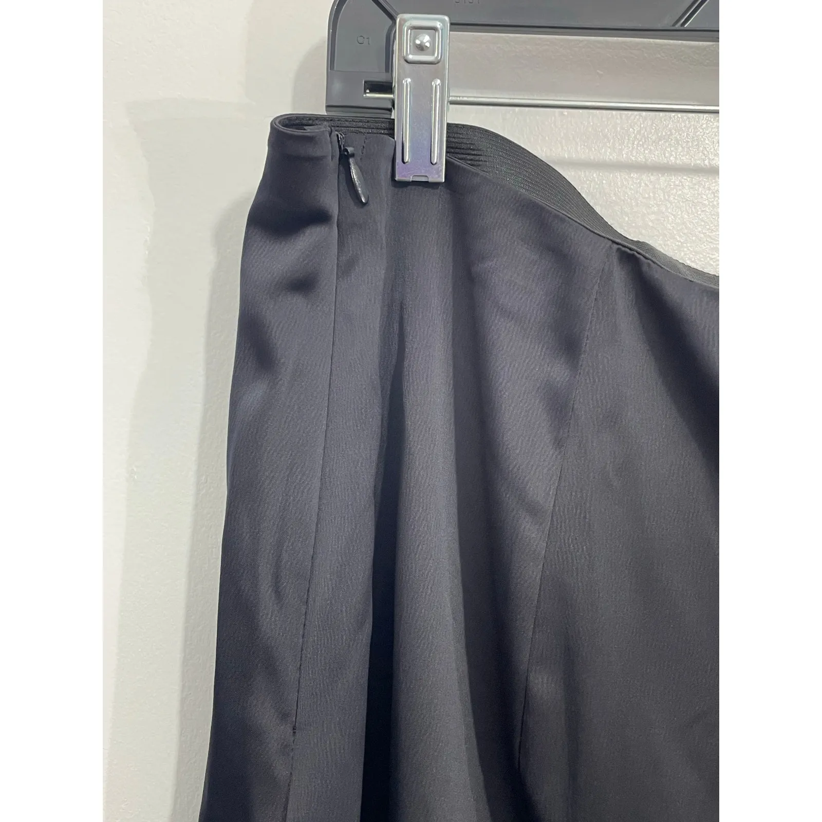 Y2K Scoop Skirt XL Black Satin Asymmetric Whimsygoth Cyber Skater Office Siren - Image 3