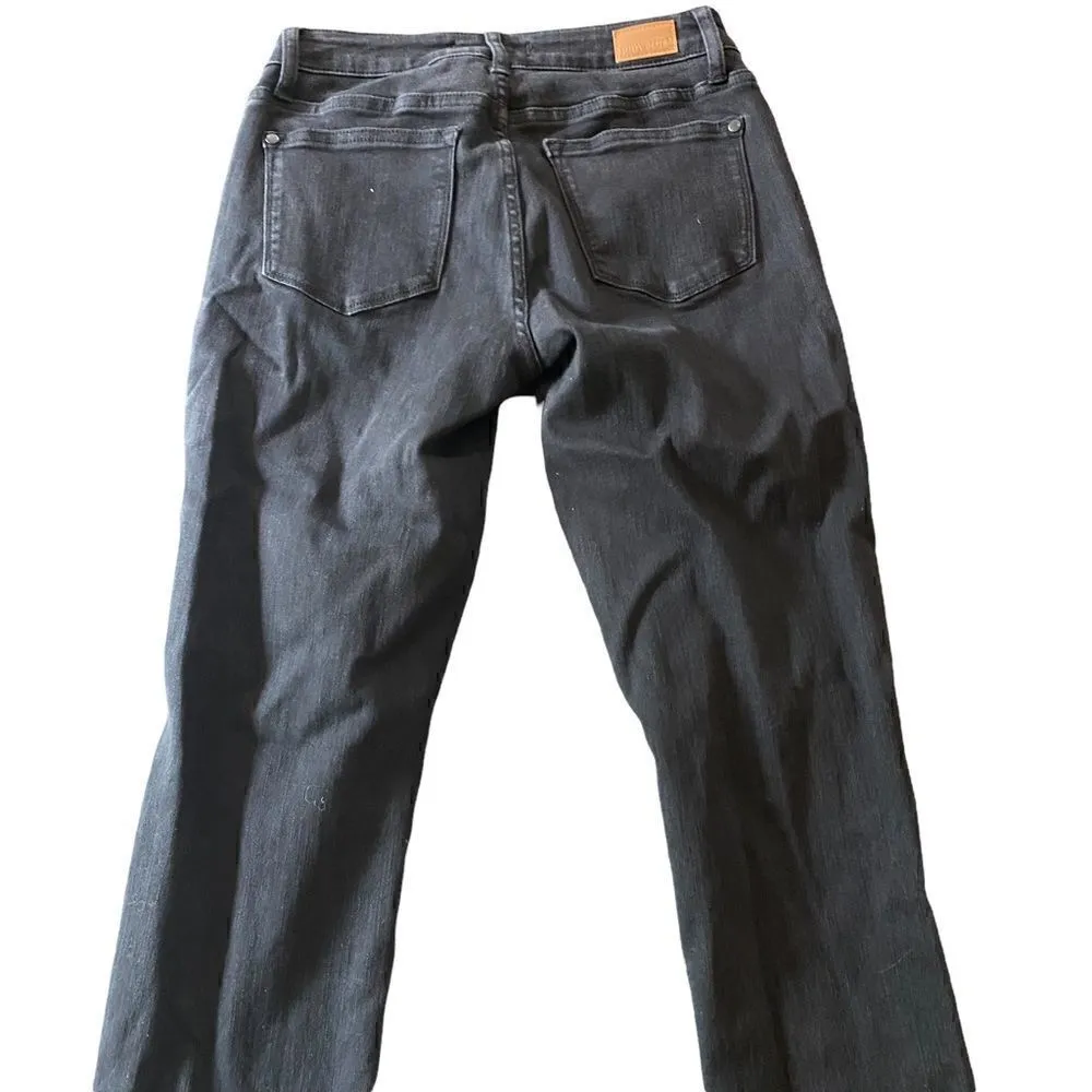 Judy Blue SKinny Jeans black distressed raw hem Slim fit size 26 - Image 8