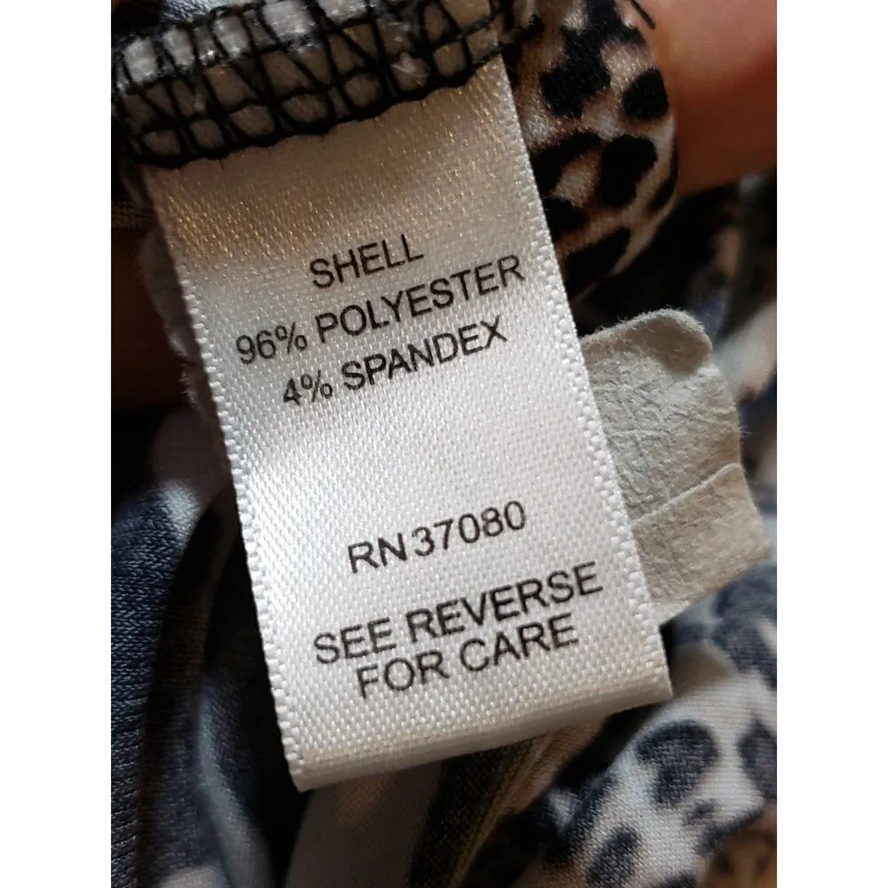 Women's Jumpsuit Multicolor Animal Print Strapless Flared Leg Cutout V XL Black - Image 3