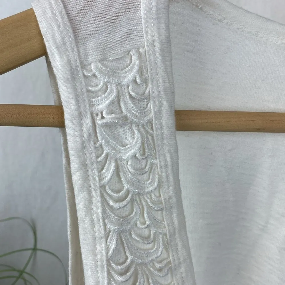 J Crew White Crochet Lace Sleeveless Layered Tank Top S - Image 4