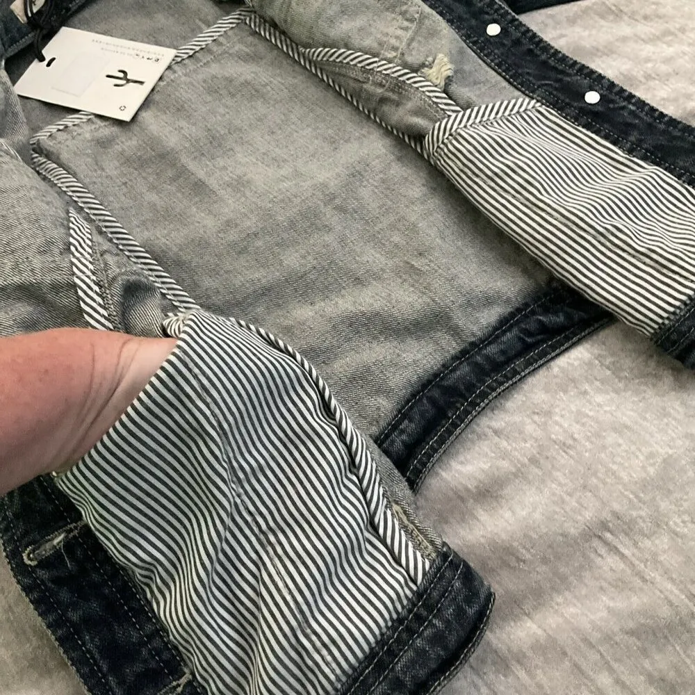 PISTOLA  denim Jacket Distressed Size Medium NWT Pockets Rodeo western classic - Image 11