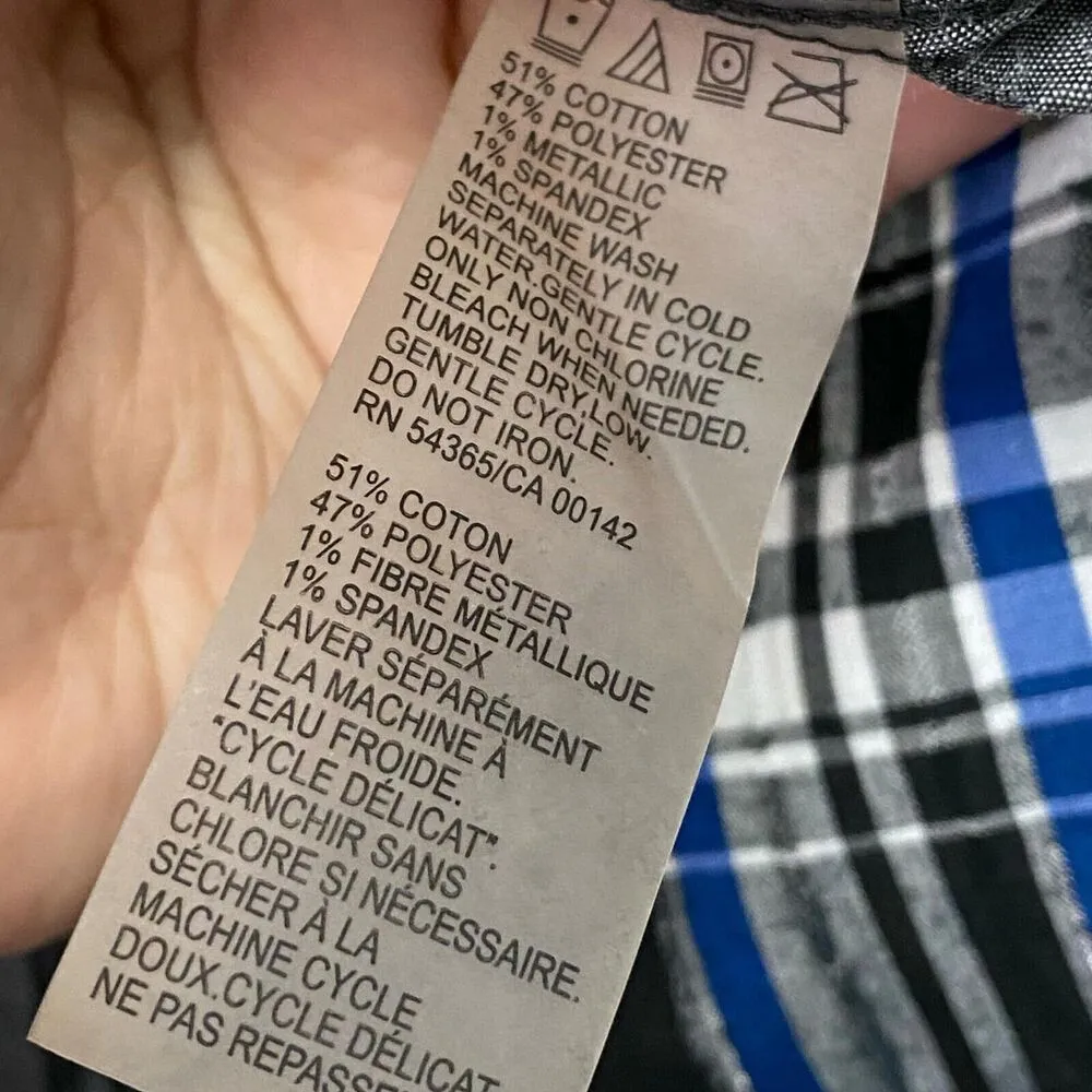 Allison Daley Women’s Shirt Petite 10P Button Up Long Sleeve Black Blue Plaid - Image 7