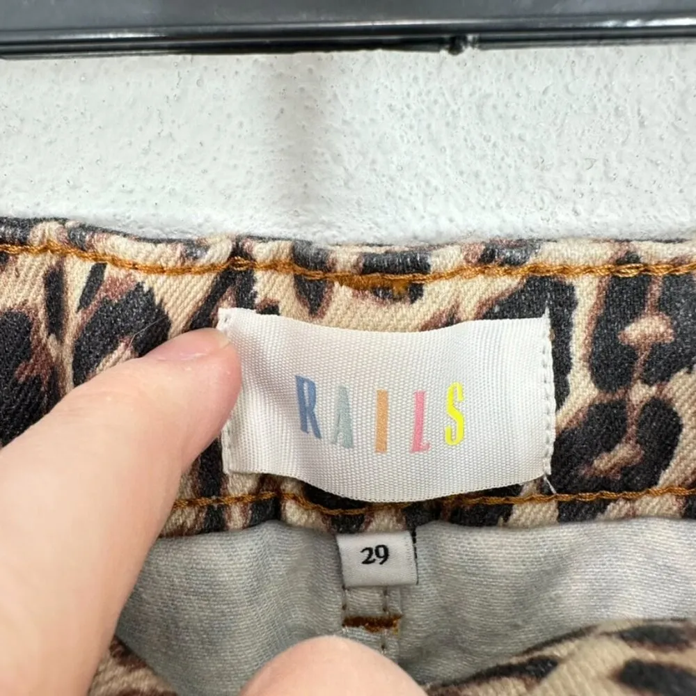 Rails Size 29 Denim Leopard Print Mini Skirt Casual Date Night Brunch Maximalist - Image 4