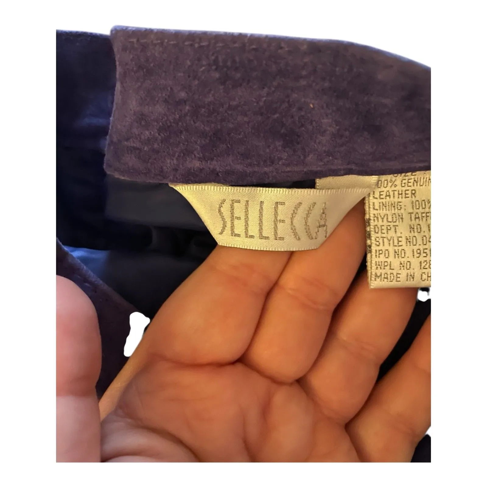 Vintage 90s Y2K blue purple suede pencil skirt lined boho indie fairycore 6 Size undefined - Image 4