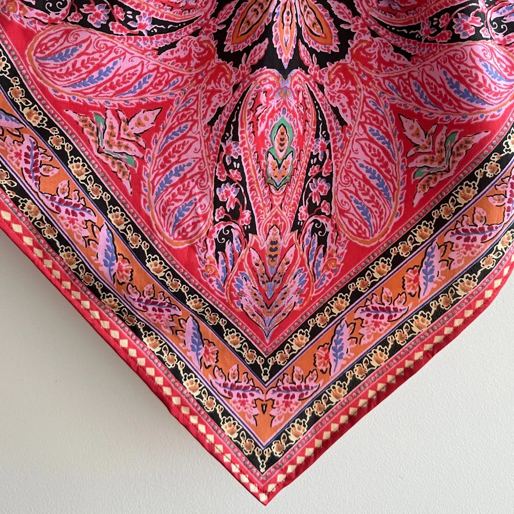 Bog Collective Bandana Tank Top, Pink Floral Bohemian Spaghetti Strap, Small - Image 7