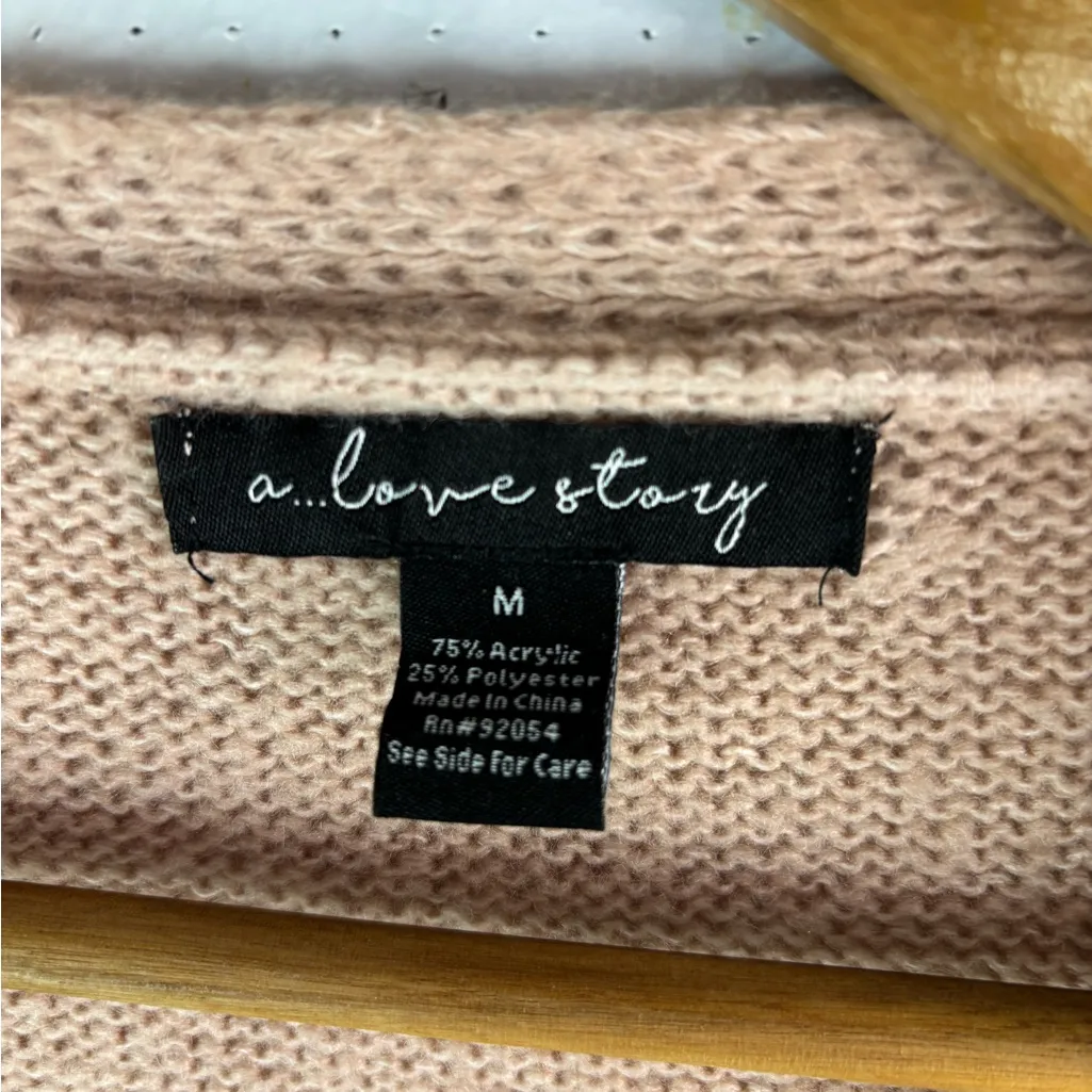 A Love Story M Feminine Floral Embroidered Knit Cardigan Sweater Pink Size M - Image 8