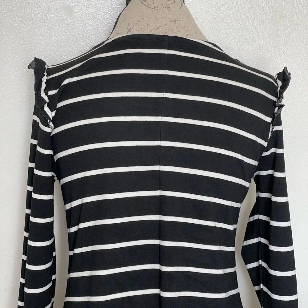 Old Navy Womens Dress Sz Small Striped Ruffle Preppy Punk Gothic Emo Skater - Image 6