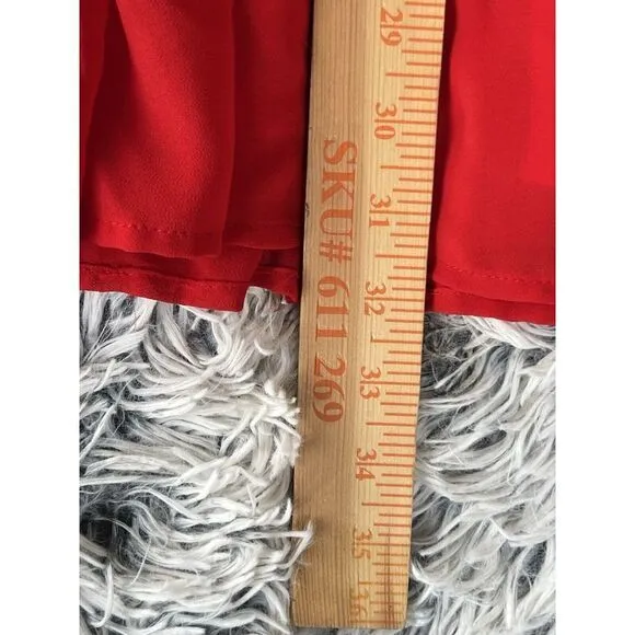 Flying Tomato Dress Women Medium Red Crepe Ruffle Tier Lined‎ Keyhole Back - Image 7