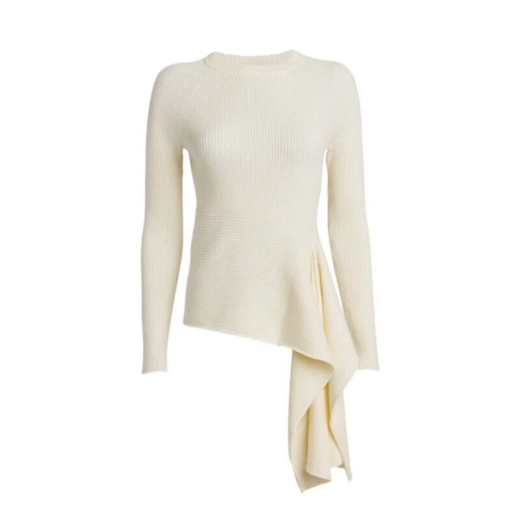 3.1 Phillip Lim Ribbed Sweater With Waist Tie Antique White Beige Size Small - Image 3