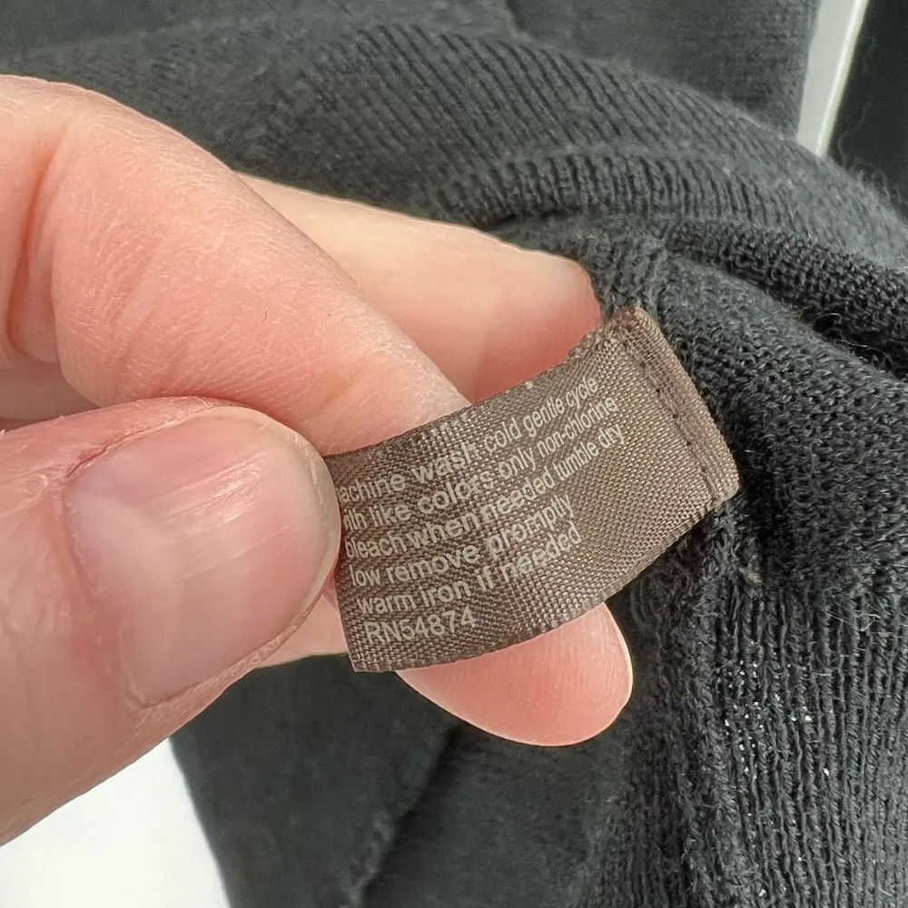 Limited Ruffle Merino Wool Blend Lightweight Sweater small career top‎ black - Image 6