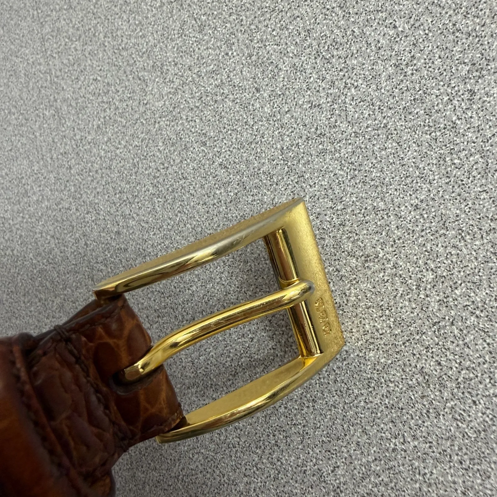 Ralph Lauren Collection Leather Belt Womens Medium Brown Gold Buckle Croc Emboss - Image 12