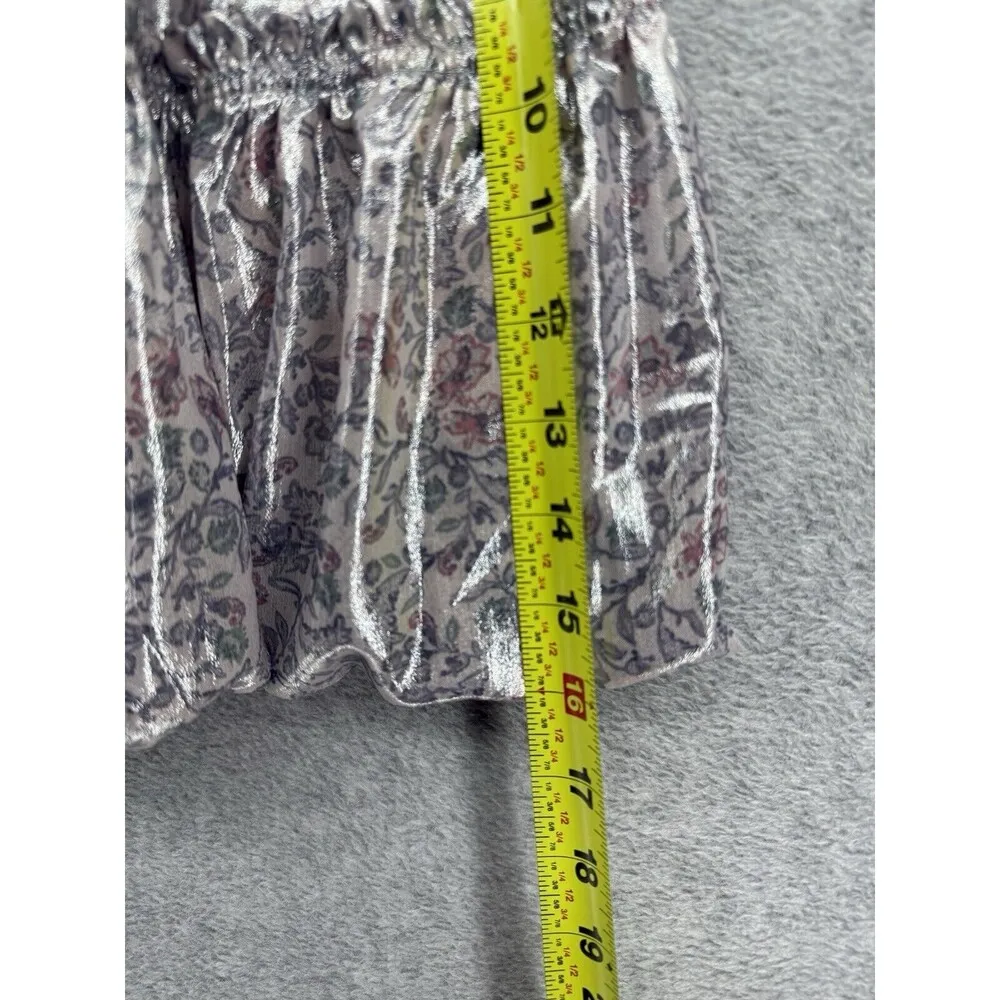 Free People Women's Pull on Skirt Metallic Floral Pink Size XS Balloon Hem Smock - Image 11
