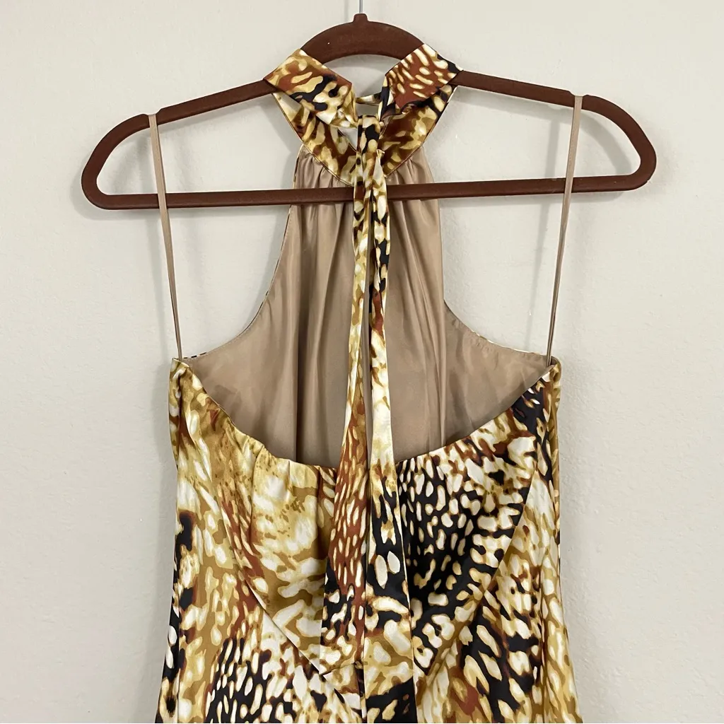 Boston Proper VTG Animal Print Silk‎ Satin Halter Dress Size 10 - Image 7