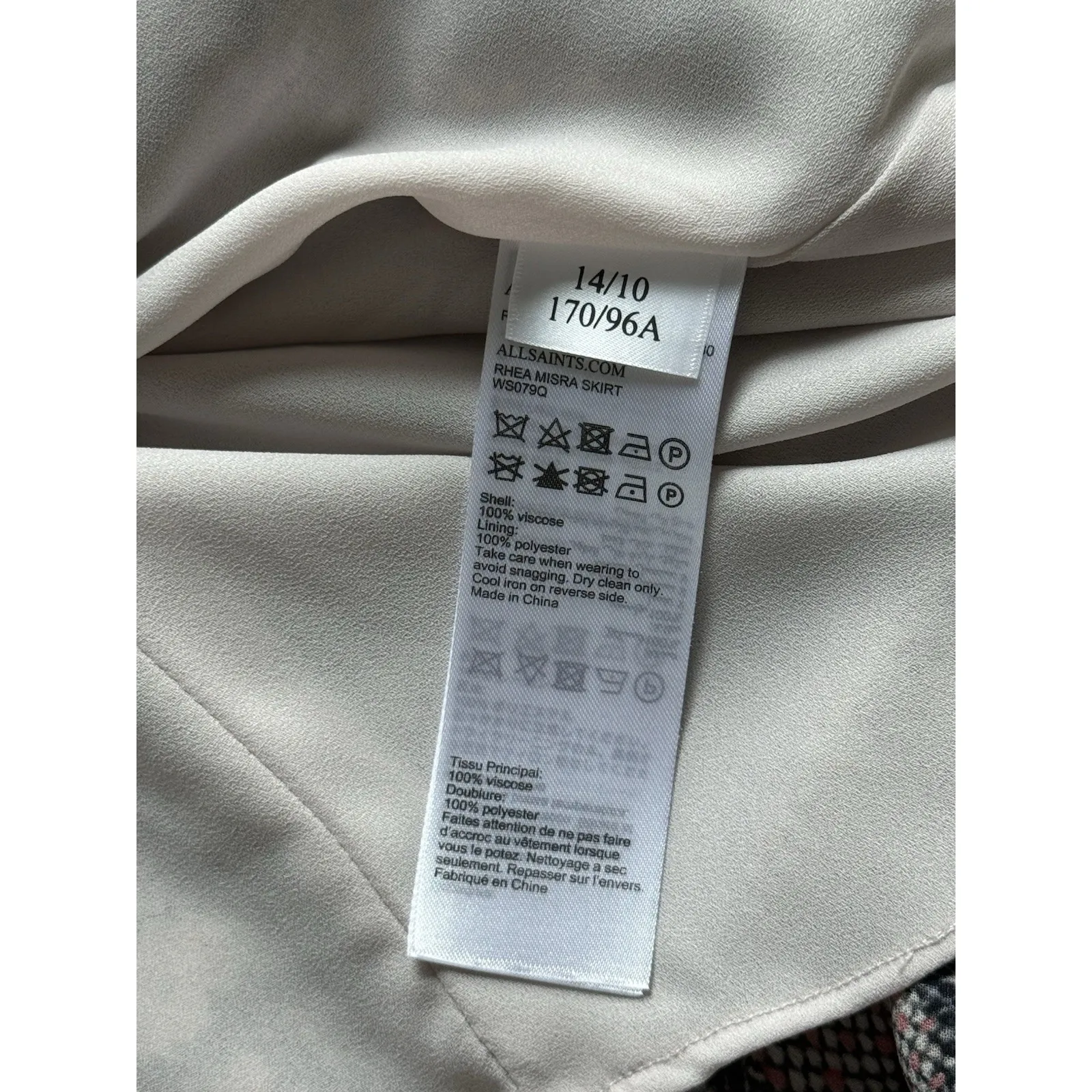 All Saints Rhea Misra Slip Midi Skirt Size 10 US Gray Animal Print Asymmetric - Image 5